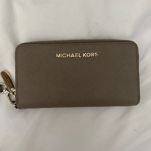 Beige Michael Kors Wristlet Wallet